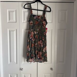 Xhilaration Floral Mini Dress in Green and Pink
